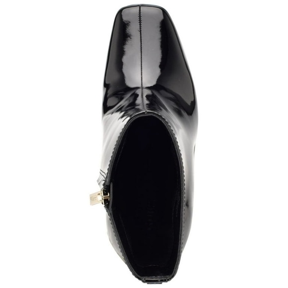 GUESS • Black Leather Square Toe Heeled Boots - Picture 4 of 6